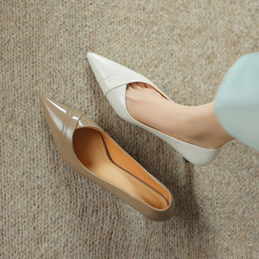 阿么手工女鞋小羊皮气质高跟鞋时尚细跟6.5CM简约百搭单鞋女春季