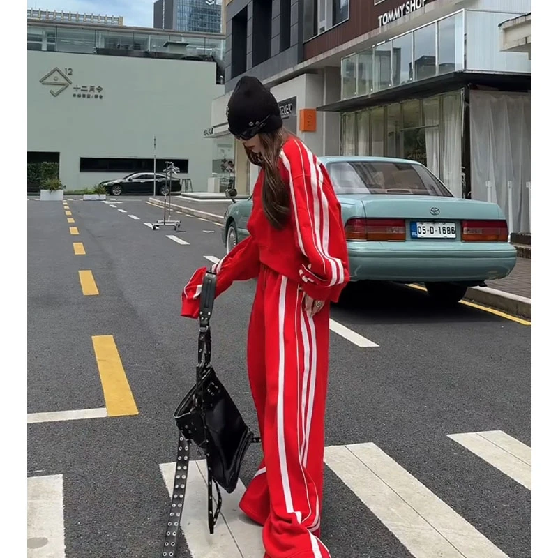 美式炸街运动套装女秋季欧货时尚炸街宽松韩版休闲卫衣卫裤两件套