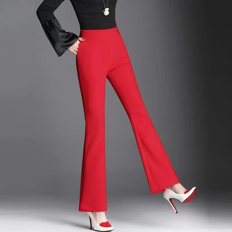 时尚垂感喇叭裤女士高腰显瘦四季宽松休闲直筒微喇裤气质女裤长裤