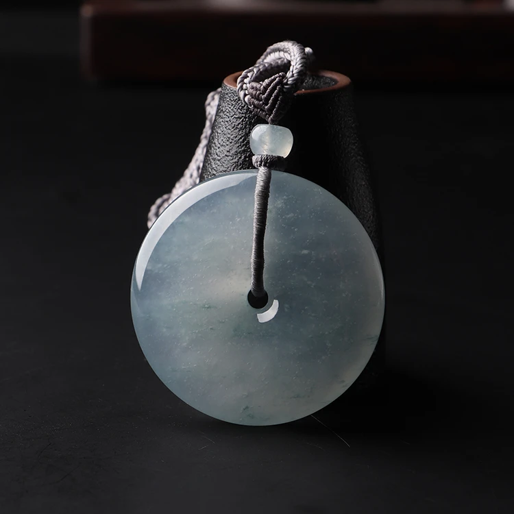 名玉艺术【平安扣】天然缅甸翡翠 高冰种起胶翡翠吊坠