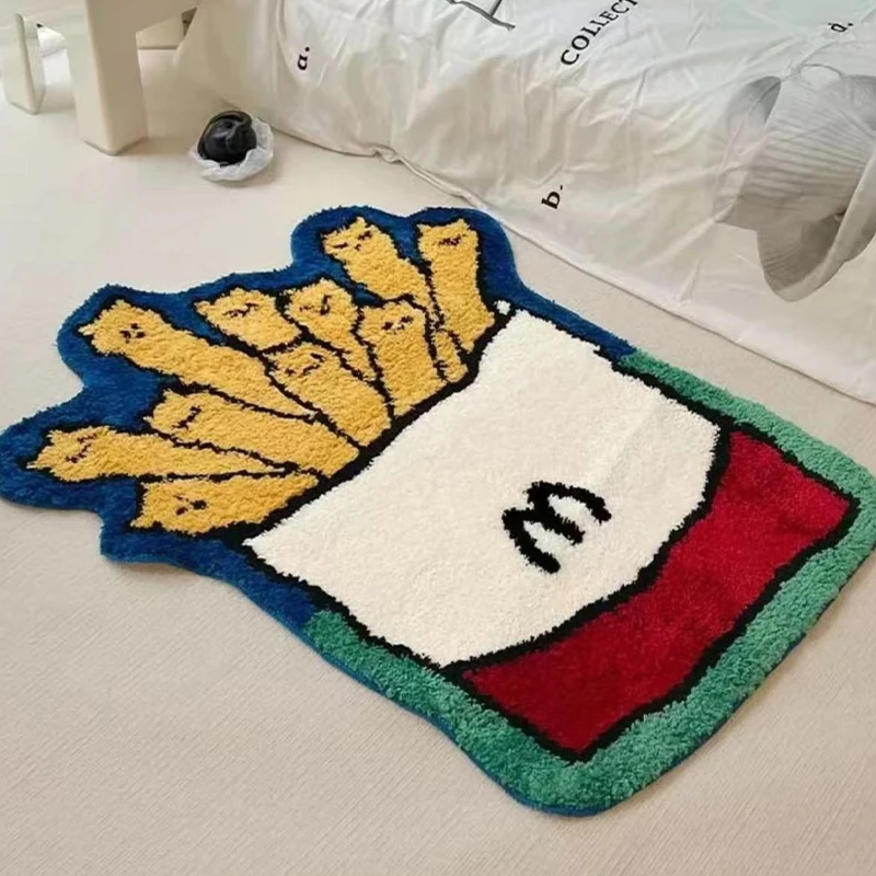 异性长条植绒地毯客厅地垫可爱薯条卧室床边毯90*110cm