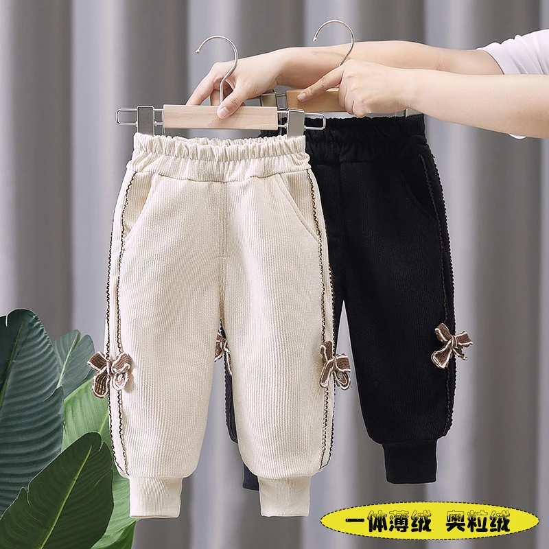 新款女童加绒裤子一体绒奥粒绒中小童冬装女宝宝冬季保暖休闲裤潮