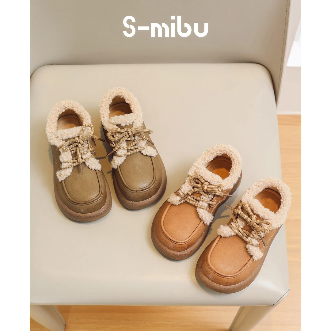 小米步【年货节·冬日信差】男女童皮鞋2023年冬季新款儿童加绒女孩