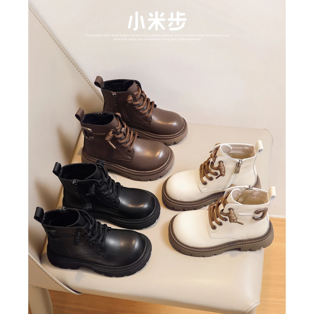 小米步双12【布蕾妮】女童马丁靴2023年秋冬季新款儿童软底短靴百搭