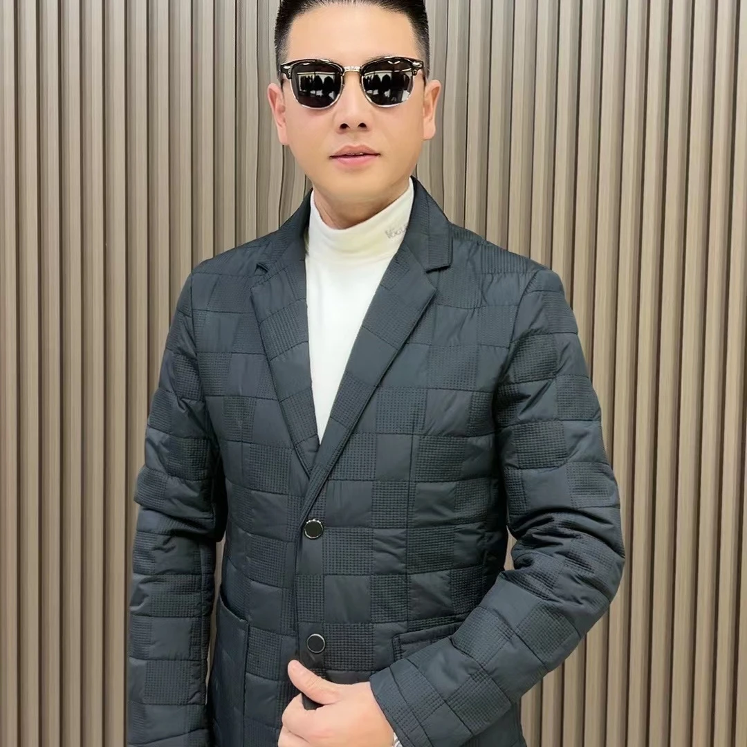 男士男款时尚休闲格子商务棉西服