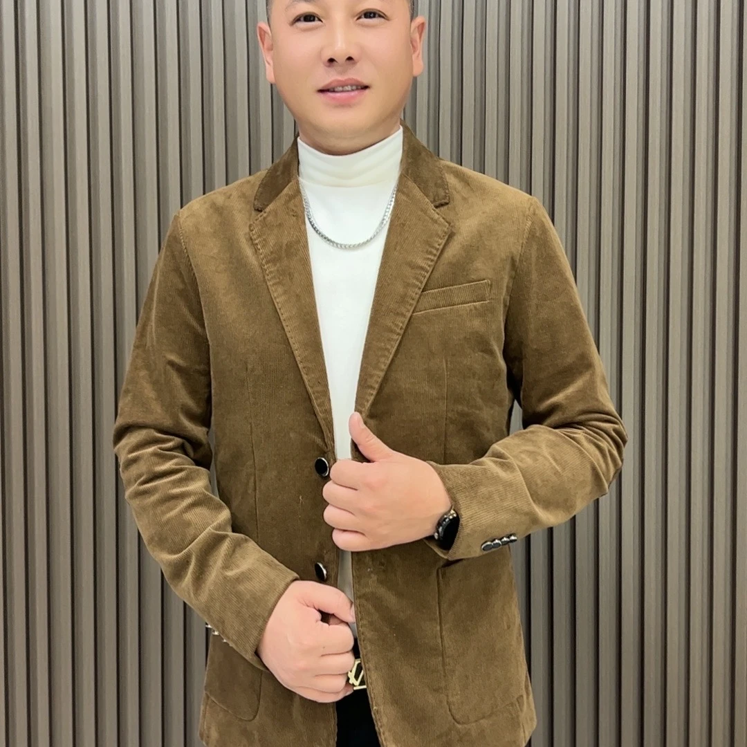 秋季男士西服灯芯绒百搭休闲秋冬