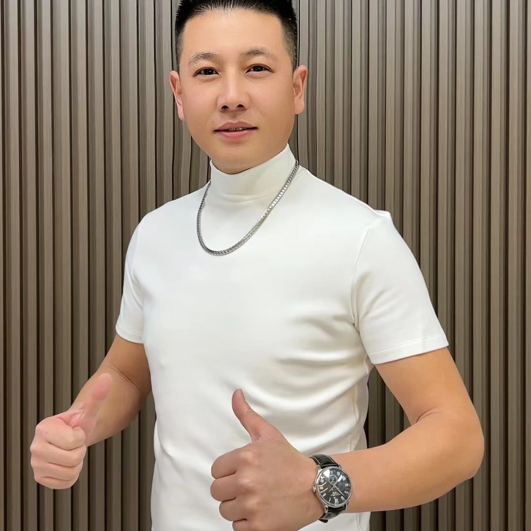 打底衫男士休闲百搭半高领纯色秋冬修身