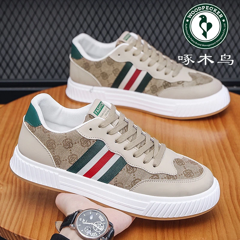 啄木鸟男鞋2025春季休闲鞋子男潮鞋百搭潮流透气运动板鞋男士时尚