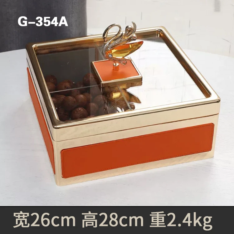 现代新中式轻奢创意糖果盒 家用客厅带盖合金坚果零食颜值干果盘