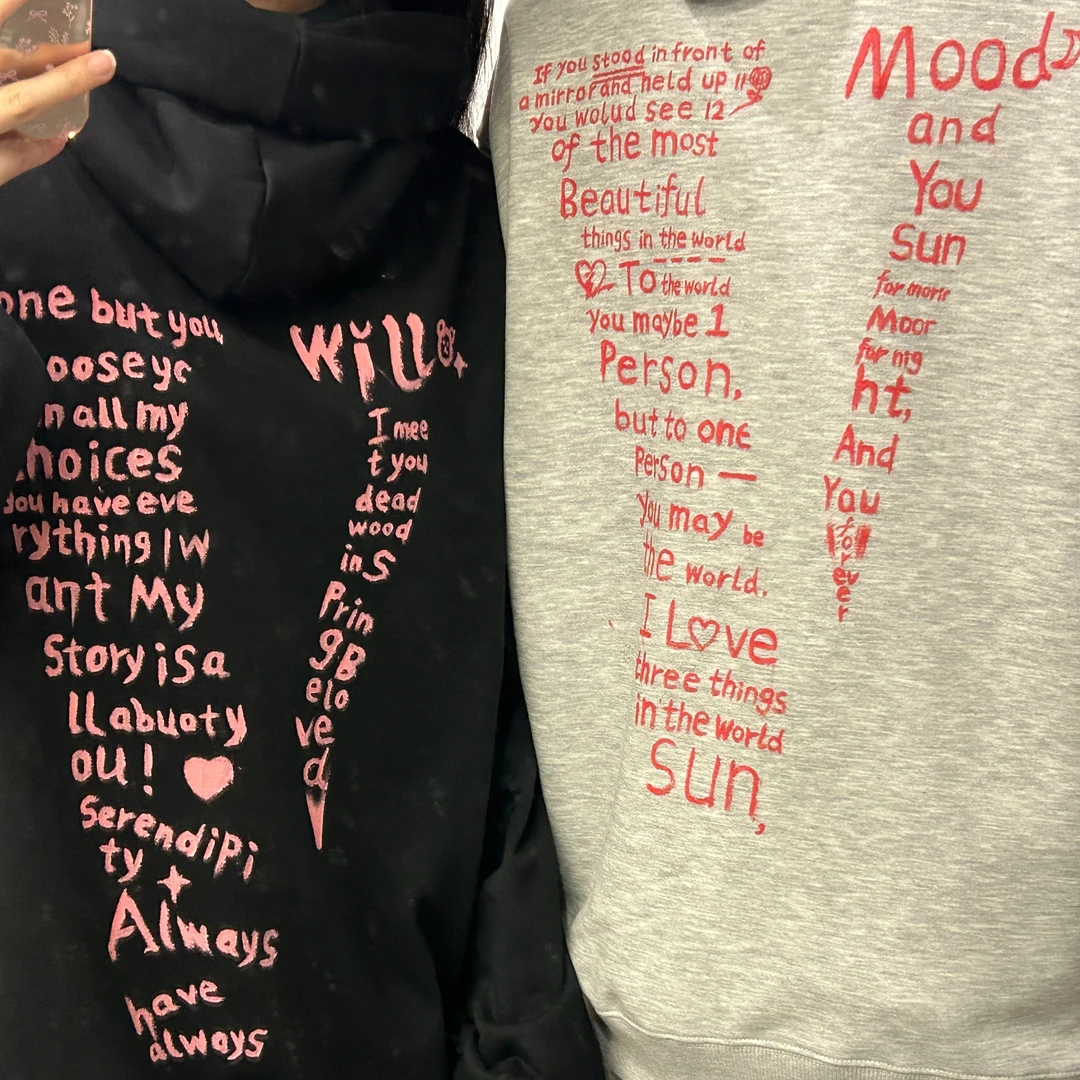 vttDIY颜料涂鸦卫衣宽松情侣纪念日创意礼物秋冬连帽卫衣长袖百搭