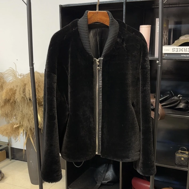 【阿美推荐】原生皮毛一体537棒球服版前长后短洋气小外套