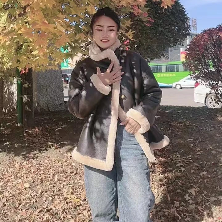 【1ek阿美推荐美利奴皮毛一体】95116两面可穿扩版皮草外套
