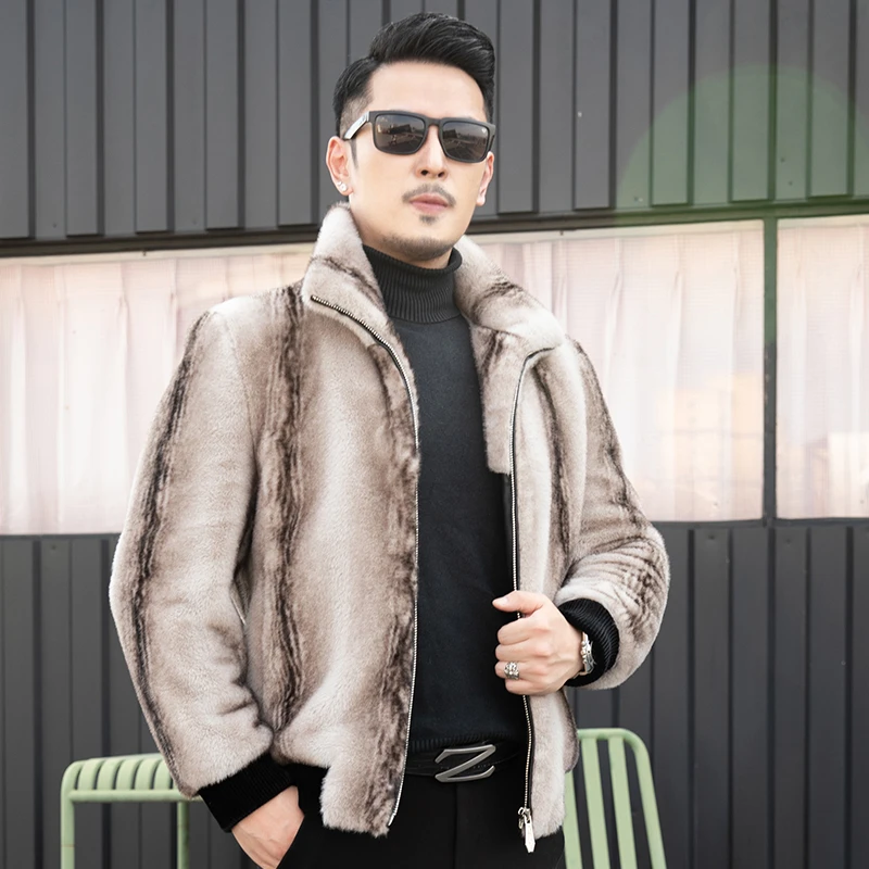 【海宁严选】秋冬厚款男士简约时尚潮流休闲翻领夹克外套YN2206BN