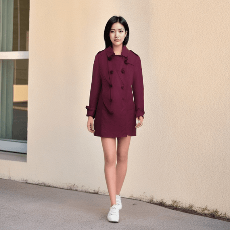 95新 BURBERRY/博柏利 酒红色时尚风衣/uk10码/桑蚕丝/sf61904
