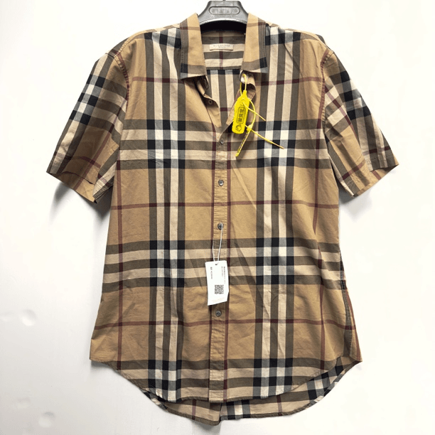 95新 BURBERRY/博柏利 /格纹经典短袖衬衫 XL码/71801
