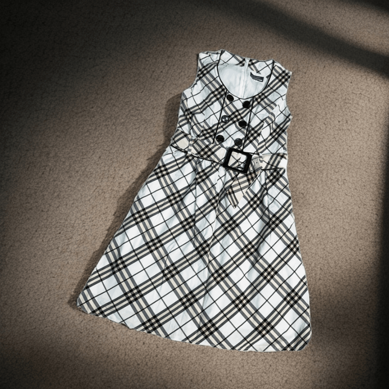 95新 BURBERRY/博柏利 /斜格纹连衣裙 38码/52408
