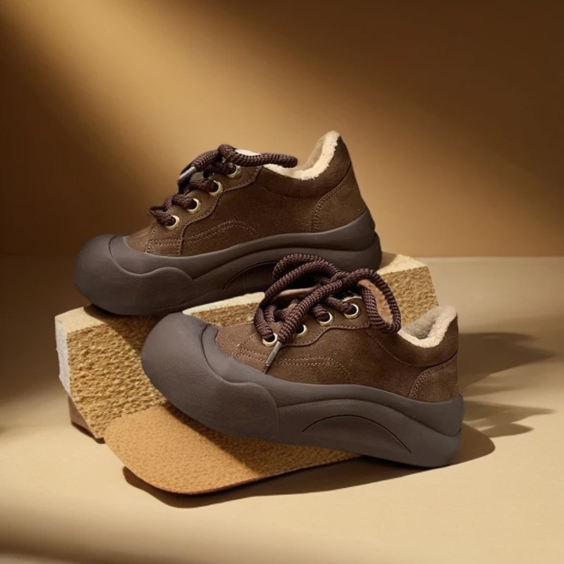 爆款安哥拉红厚底面包鞋女款2024款新款复古大头百搭时尚小众休闲