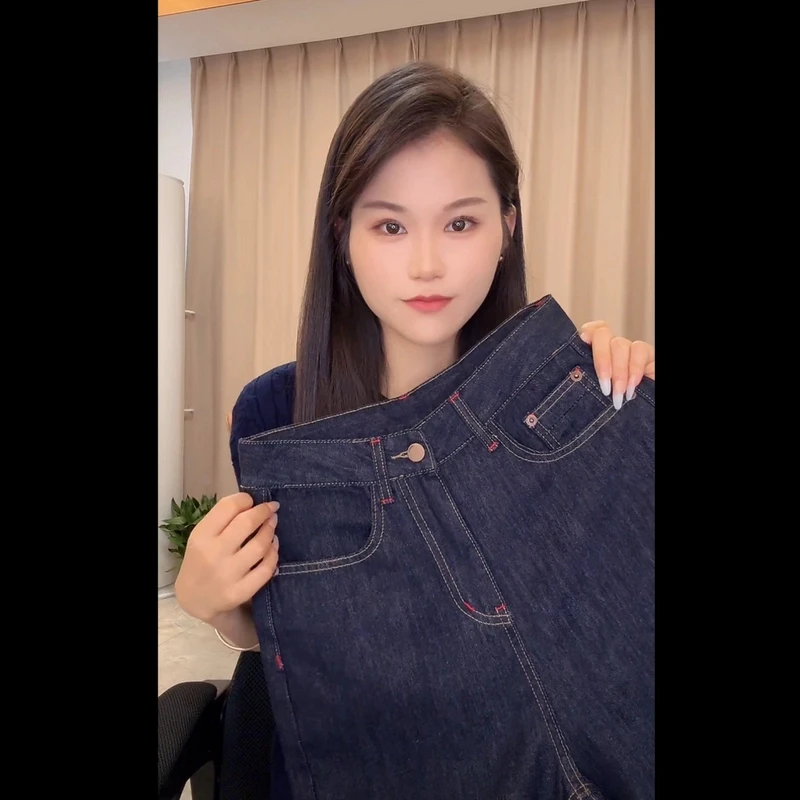 2024秋冬新款安可拉红撞色高腰窄版垂感阔腿裤女