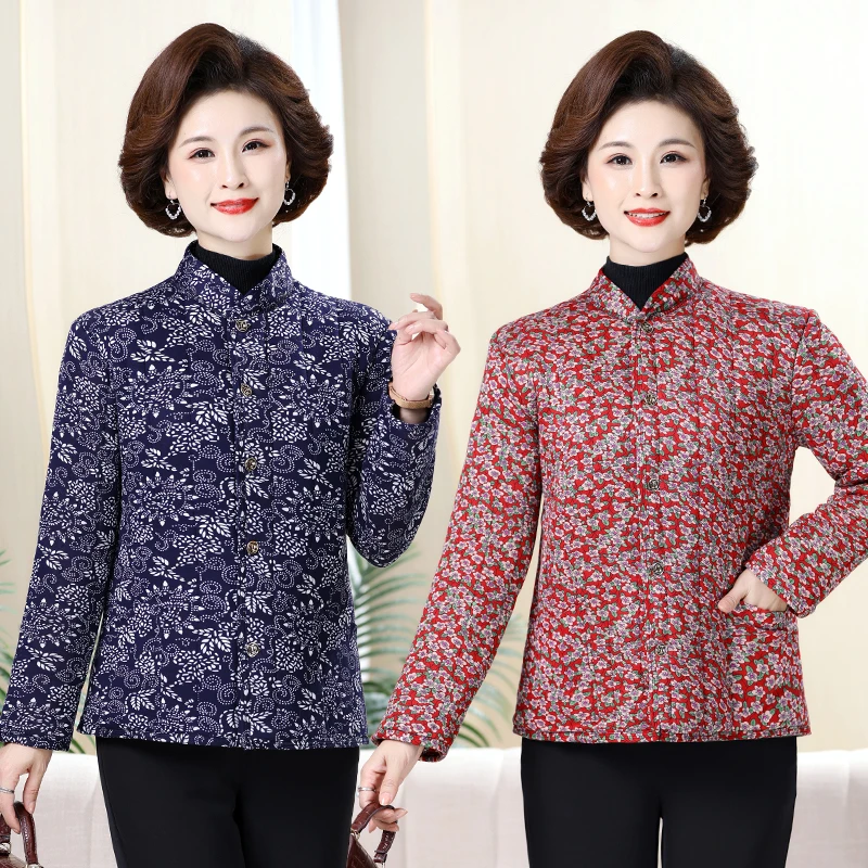 中老年女冬季妈妈秋冬驼绒棉袄居家内外穿加厚夹棉短款小棉衣外套