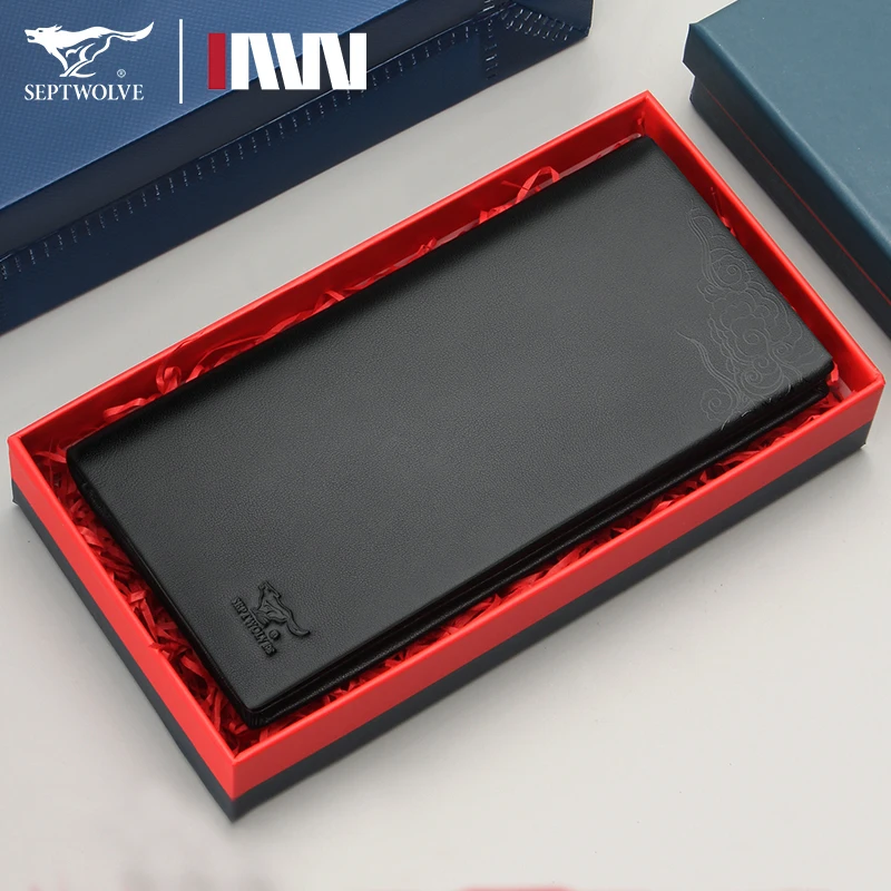 时尚男士长款钱包休闲新款牛皮钱夹男款青年薄款皮钱包送男友老公