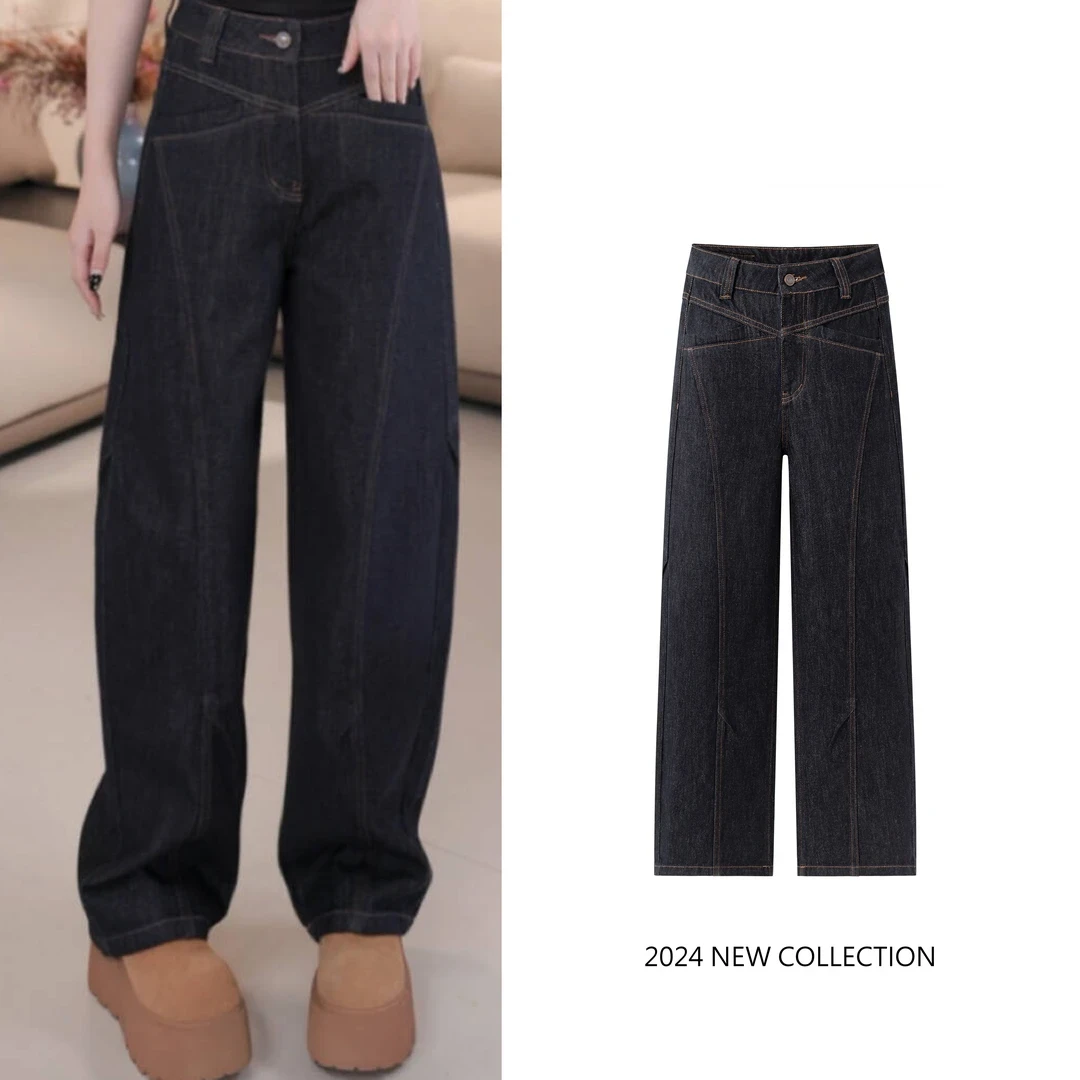 【超绝比例】秋冬加绒新款韩版美式洋气高腰百搭阔腿直筒牛仔垮裤女
