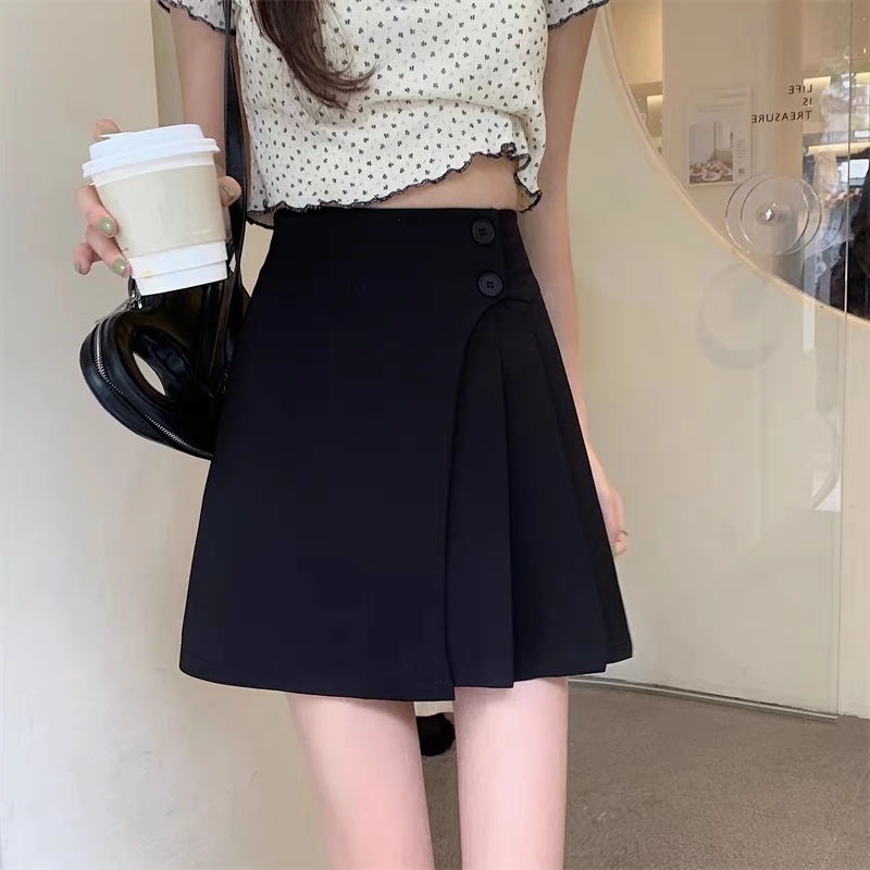 不规则黑色百褶裙女2025新款秋季高腰半身裙设计感小众a字裙子