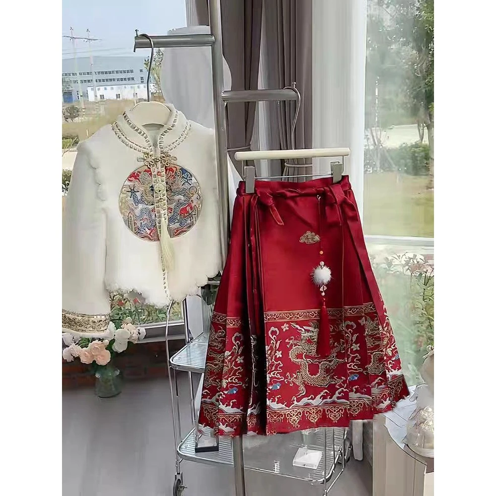 款面裙女童套装龙凤呈祥汉服2023新款冬季中国风秋冬款儿童拜年服