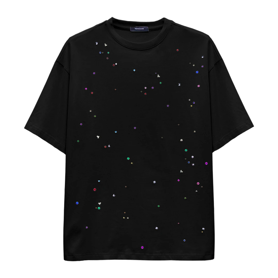 NONHUMAN满天星金属烫钻T恤