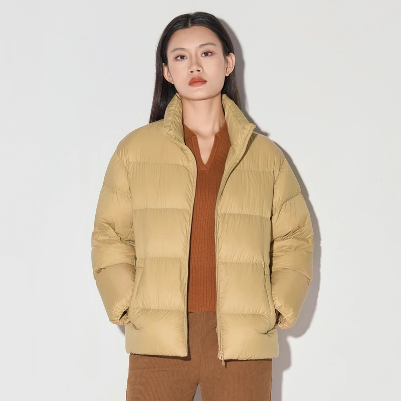 bossini女款秋季新品休闲简约立领保暖外套羽绒服面包服