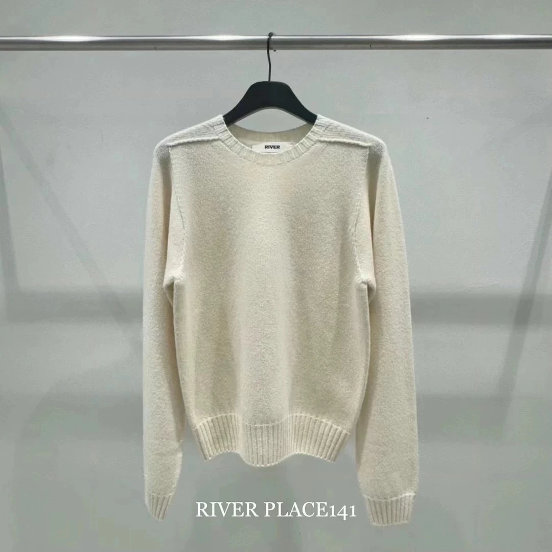 韩国东大门正品代购 RIVER高级感纯色圆领毛衣 （no退no换）
