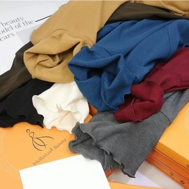 黄盒子时尚木耳边打底衫 软糯软糯