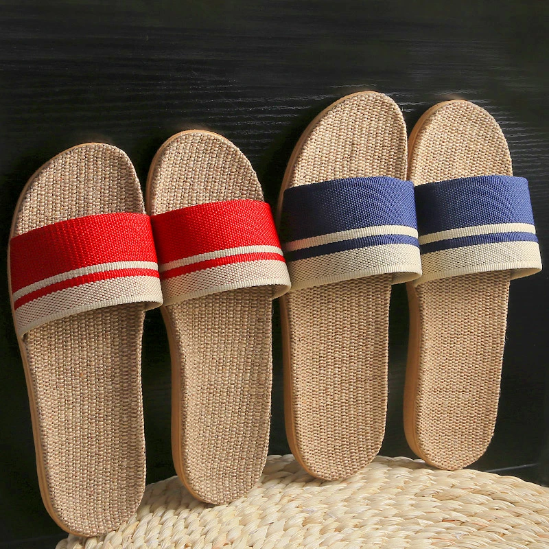 亚麻拖鞋家居情侣室内拖鞋木地板棉麻居家耐磨厚底夏季凉拖鞋男女