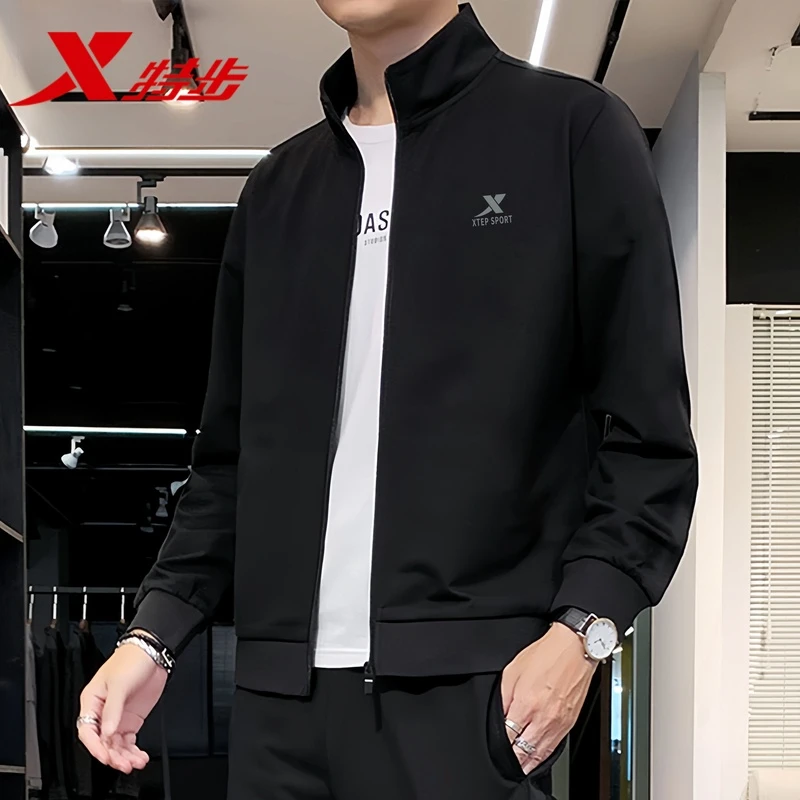 特步卫衣外套男士开衫春秋款官方旗舰正品2025新款运动夹克男