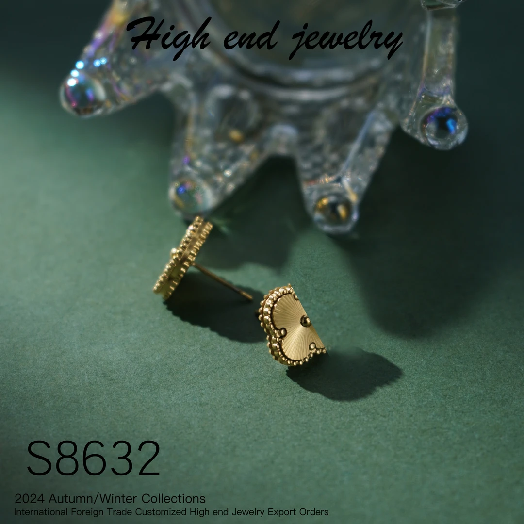钛钢耳饰 设计师款黄色四叶耳饰-GES8632