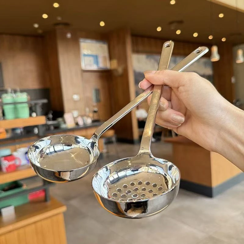 【高奢品质】新款18-10不锈钢大号喝汤汤勺子网红汤勺漏勺家用长柄