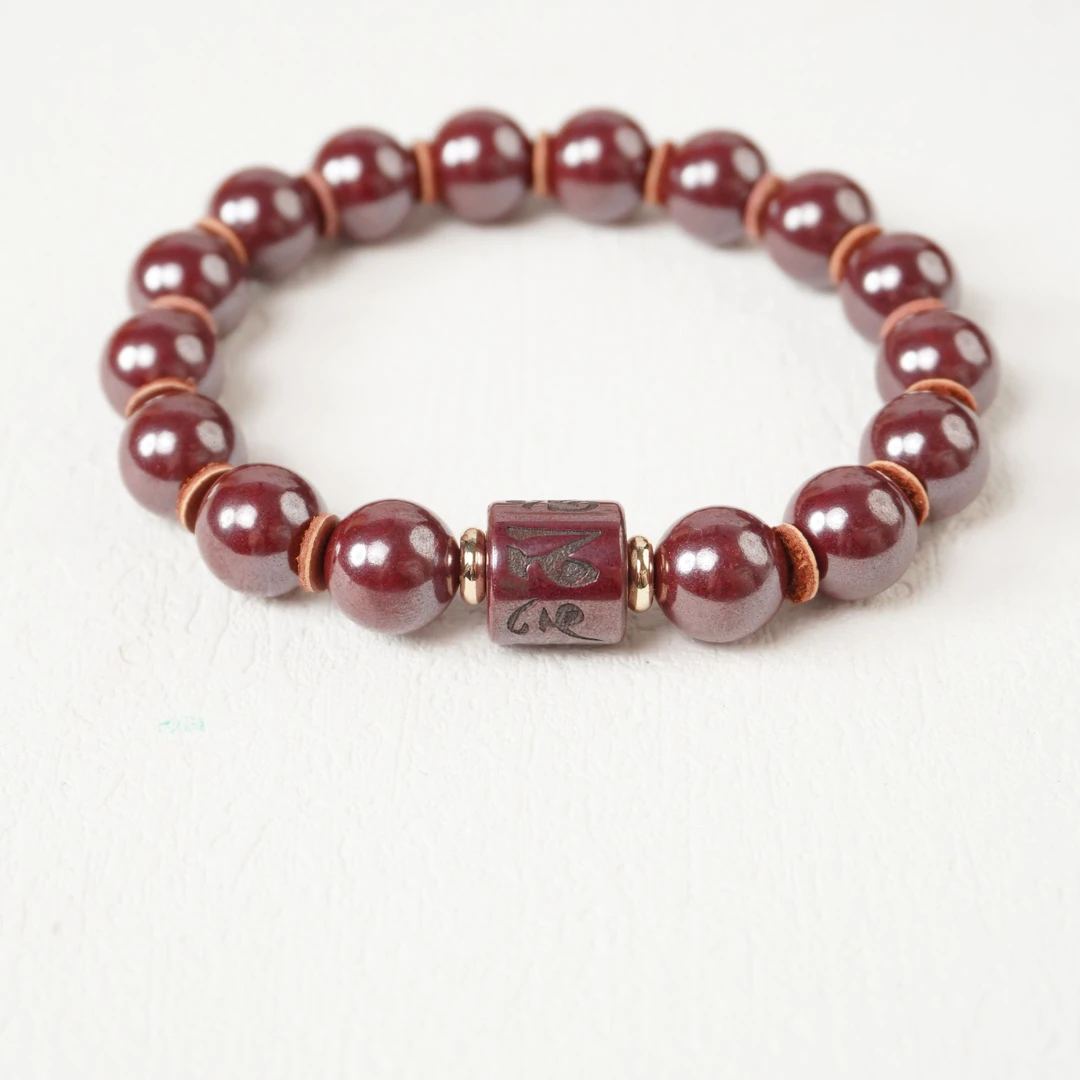 天然辰砂原矿朱砂手串10mmKTZBAF1087-15