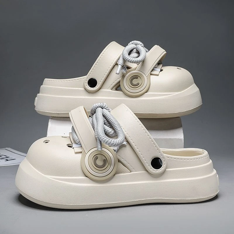 厚底洞洞鞋女2024夏季新款创意时尚外穿防滑厚底踩屎感包头凉拖鞋