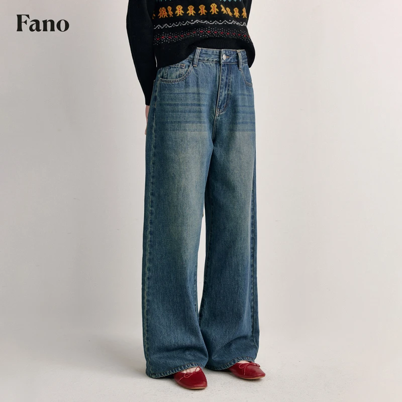 12.09上新 “重工加柔水洗 黄调怀旧感”松弛感牛仔长裤FD24K046