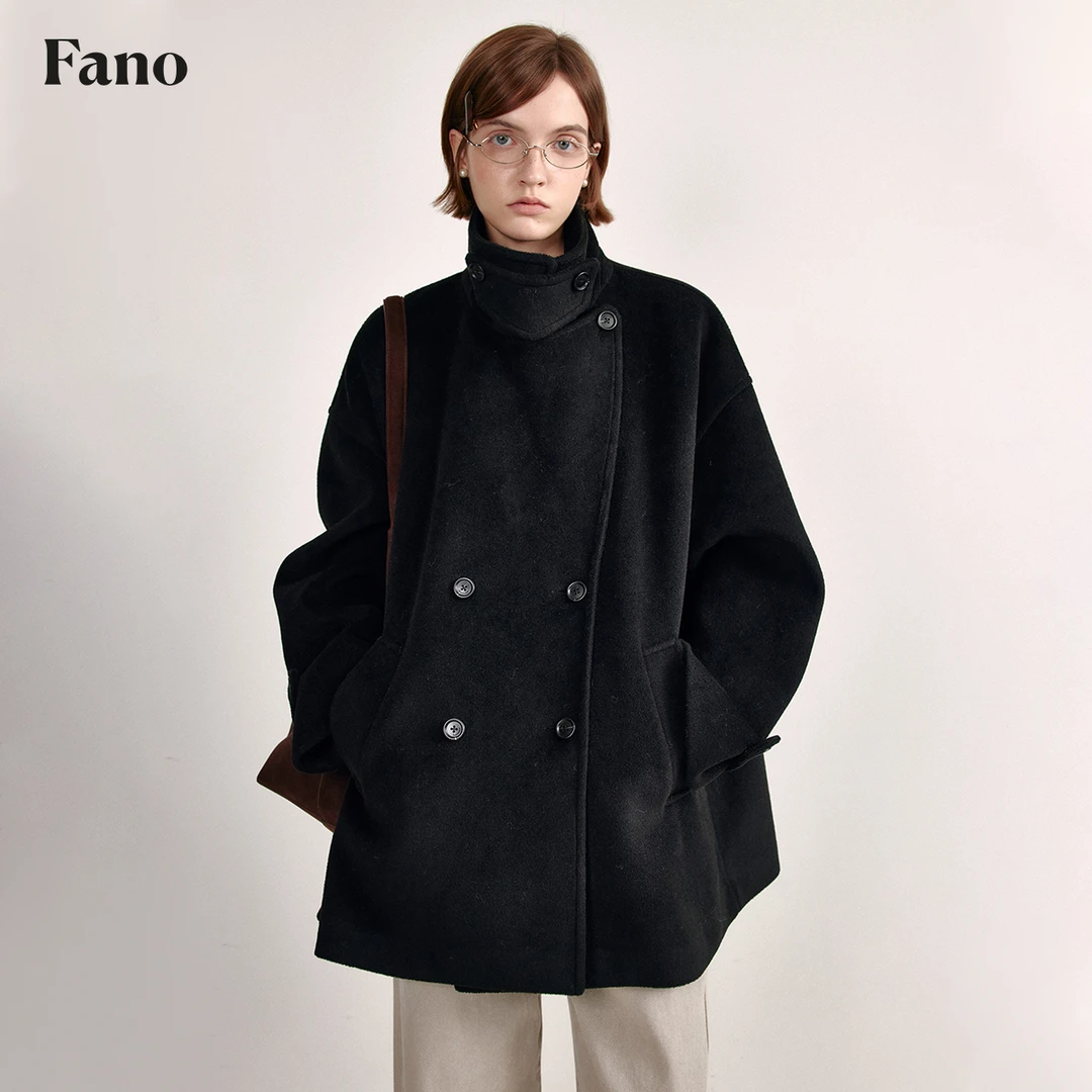 【直播】范洛英伦智性风“极简廓形斗篷式”挡风片呢外套FD24W412