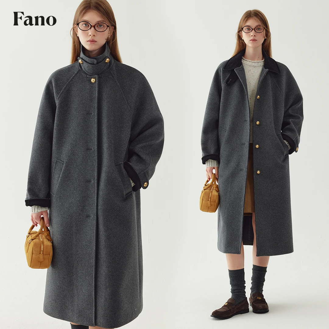 【直播】范洛 格雷系穿搭“漫步河畔”金属扣羊毛呢大衣FD24W264