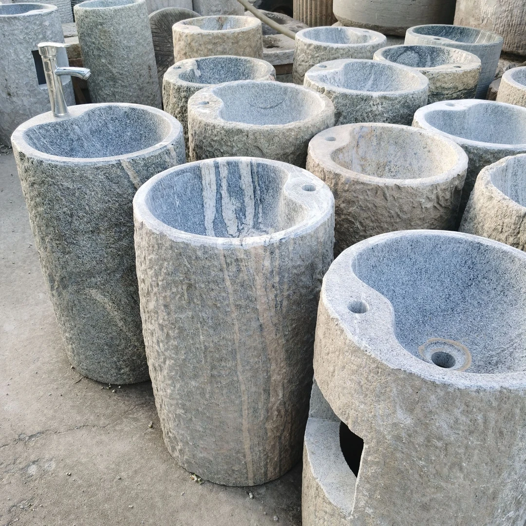 精品老石磙子洗手盆庭院室内水池花岗岩老石头天然石材洗手台