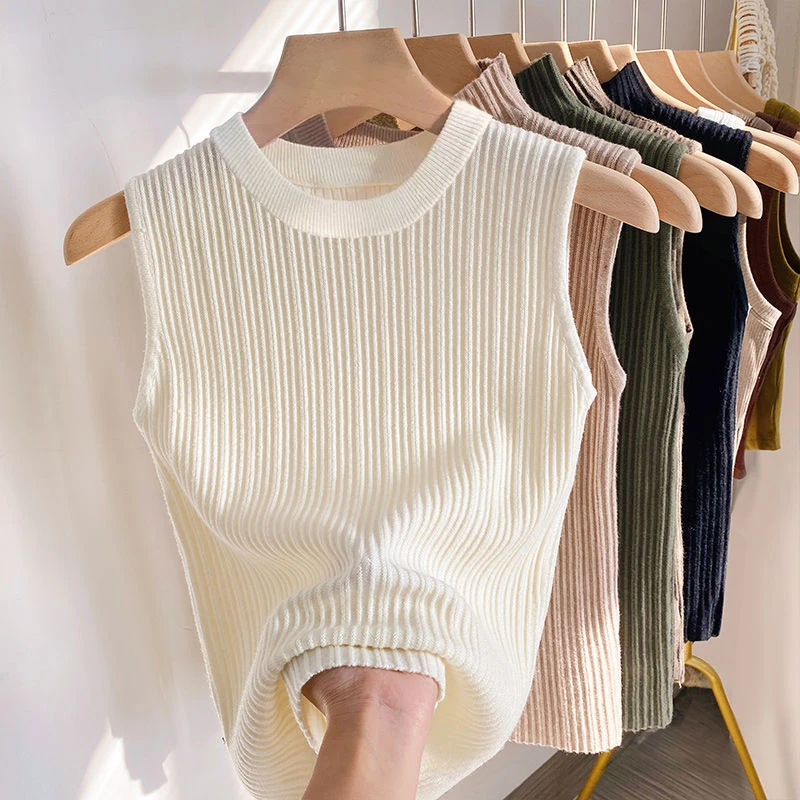 法式针织吊带背心女外穿2023夏新款别致洋气坎肩无袖打底内搭上衣
