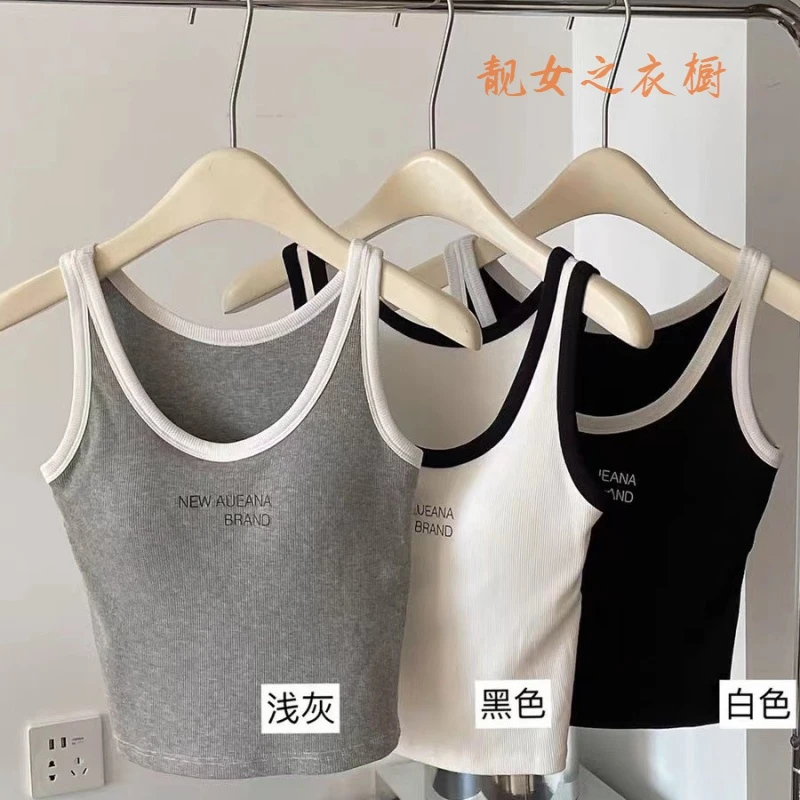 吊带/背心约字母吊带背心女舒适透气内穿外搭固定杯垫运动背心女