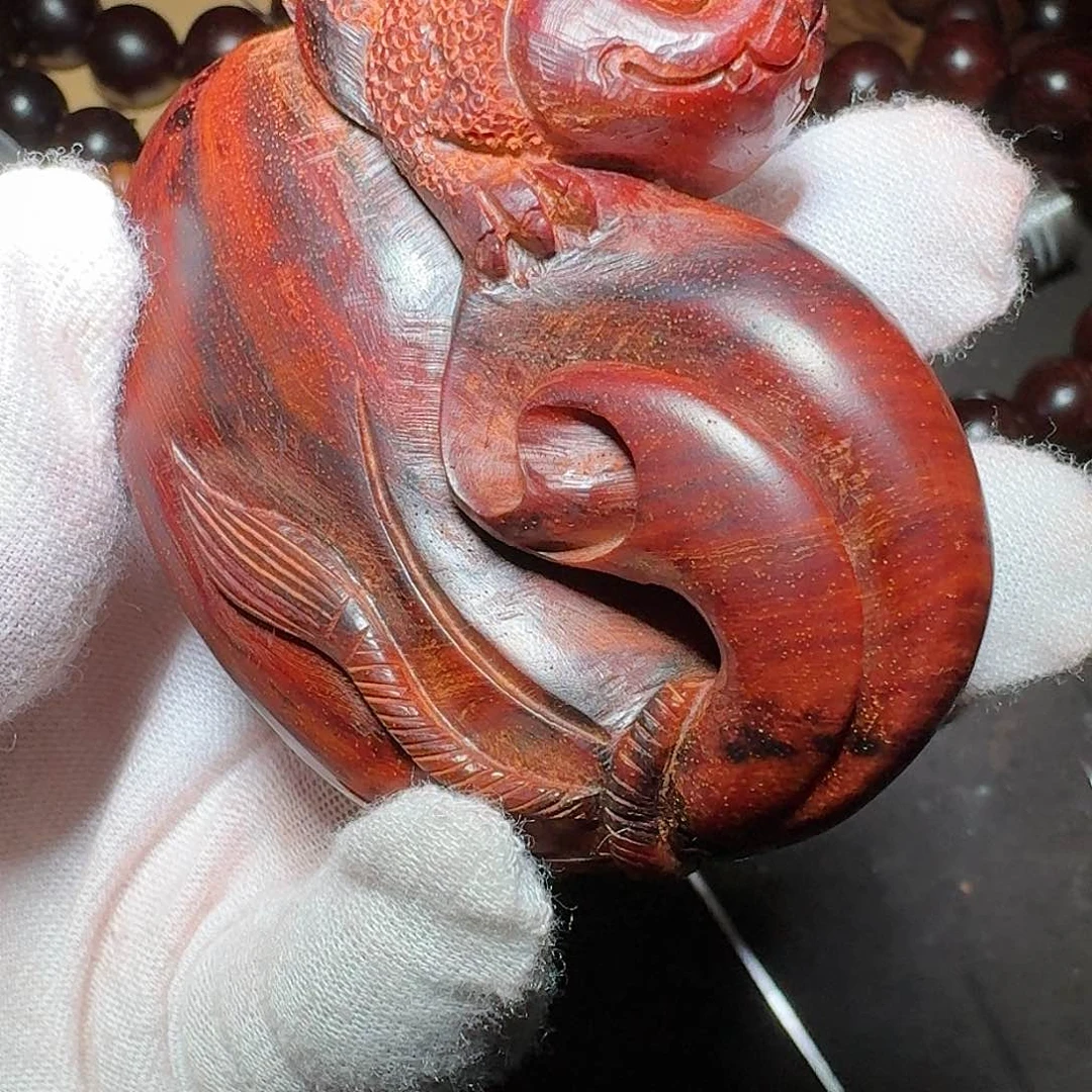 【闪购商品】檀香紫檀（小叶紫檀）印度小叶紫檀钱袋手工雕刻