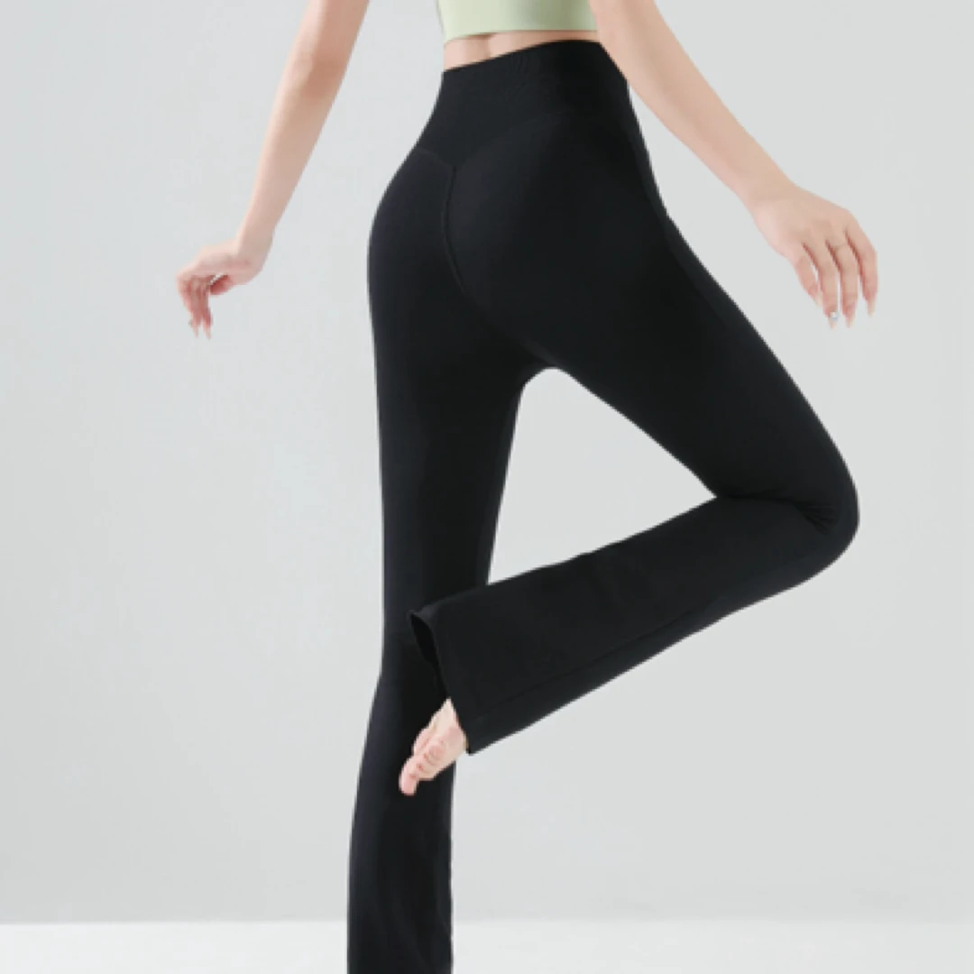 微喇叭瑜伽裤女外穿提臀无缝弹力健身裤运动新款高腰收腹无尴尬线