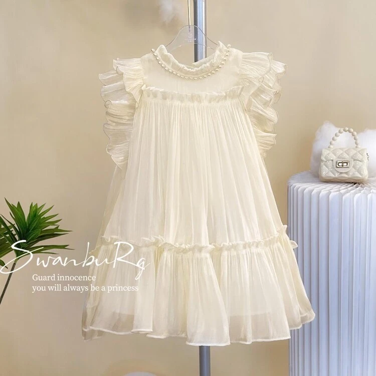 女童连衣裙2024新款儿童洋气飞袖夏装中大童夏季网红小女孩公主裙