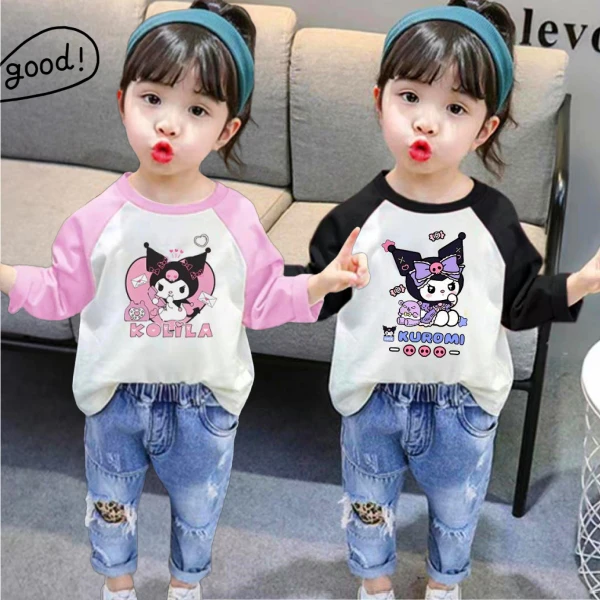 洋气纯棉女宝长袖t恤时髦女童秋装中大童宝宝爆款新款打底衫上衣