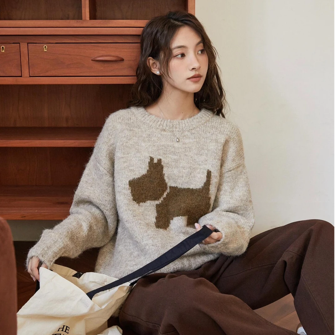 【A121-A240】款毛衣【直播拍链接】大版提花减龄针织套头毛衣