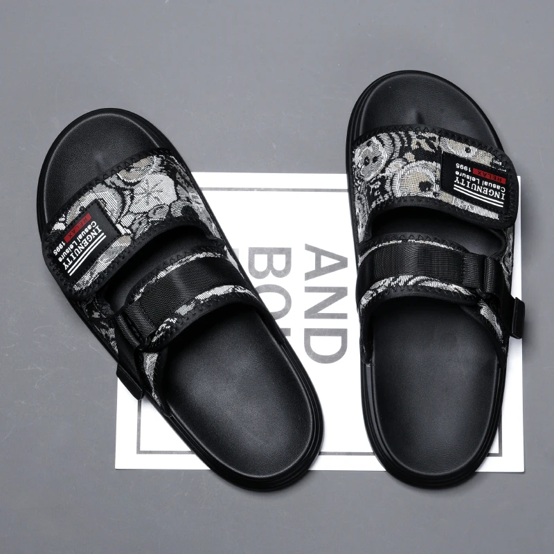 凉鞋男2024年新款潮夏季外穿沙滩拖鞋室内外休闲防滑皮凉鞋男-T58