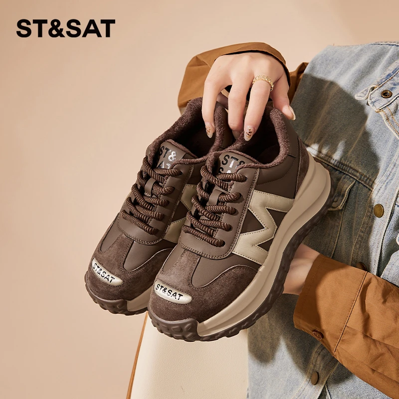 星期六加绒厚底阿甘鞋秋冬季2025新款户外百搭棉鞋保暖休闲老爹鞋